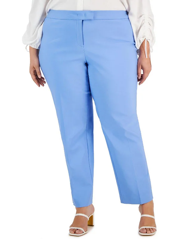 trendy wide-leg pants for women -Womens High Rise Solid Straight Leg Pants