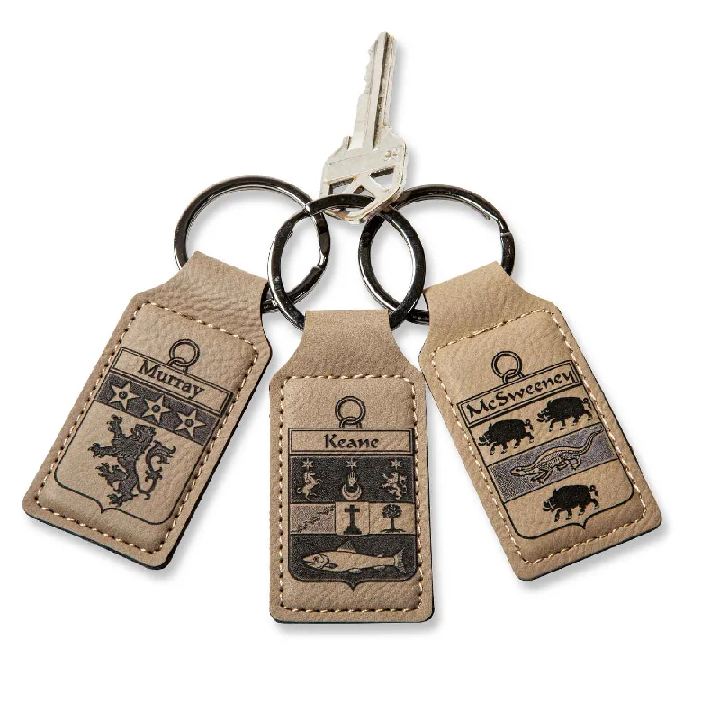 women's faux leather coats -Personalized Coat of Arms Leather Keychain