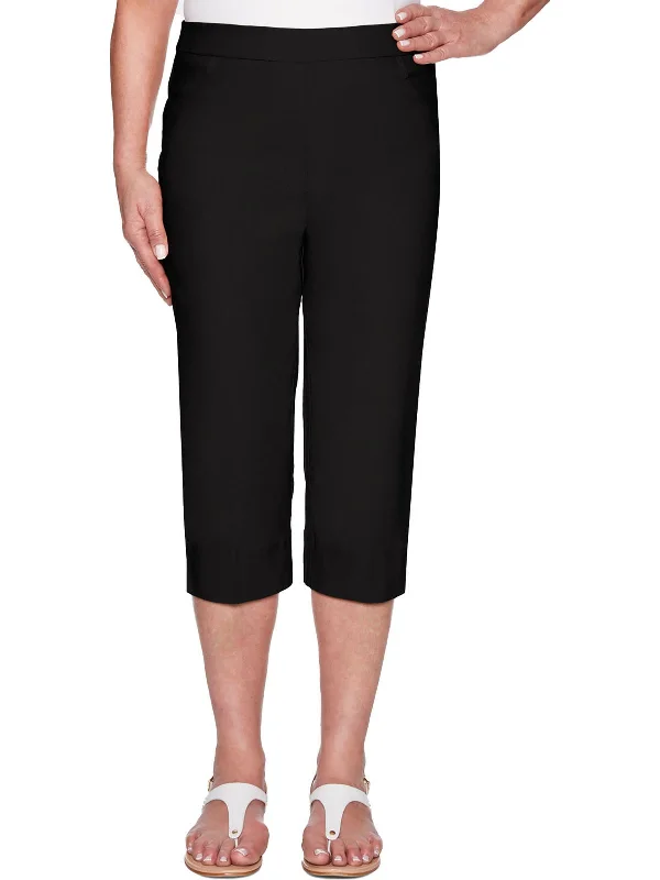 ladies' elastic waist pants -Petites Womens Slim Modern Fit Capri Pants