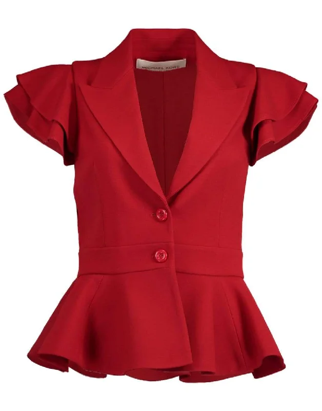 women’s short wool coats -Ruffle Sleeve Peplum Jacket