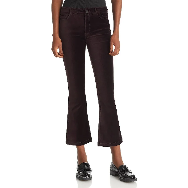 women's jogger pants -Paige Womens Claudine Velvet Stretch Flared Pants