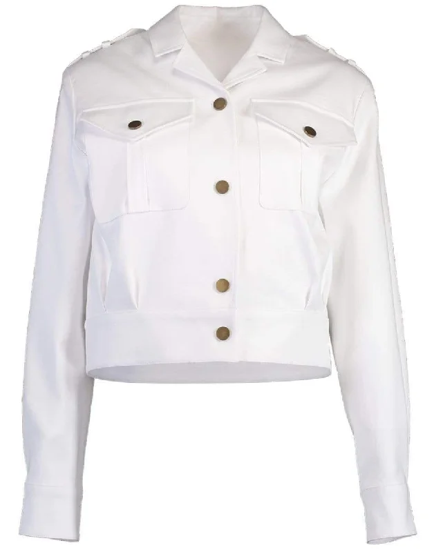 women's classic trench coats -Optic White Moto Jacket