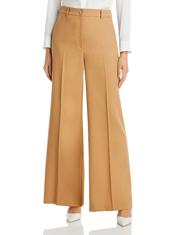 women's knee-length skirts -Womens High Rise Solid Wide Leg Pants