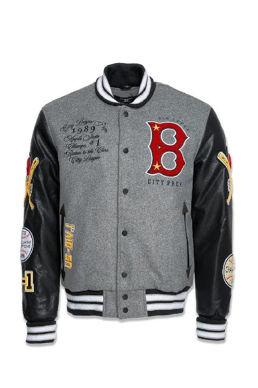 wool blend coats for women -Big Apple Varsity Jacket (City of Baseball)