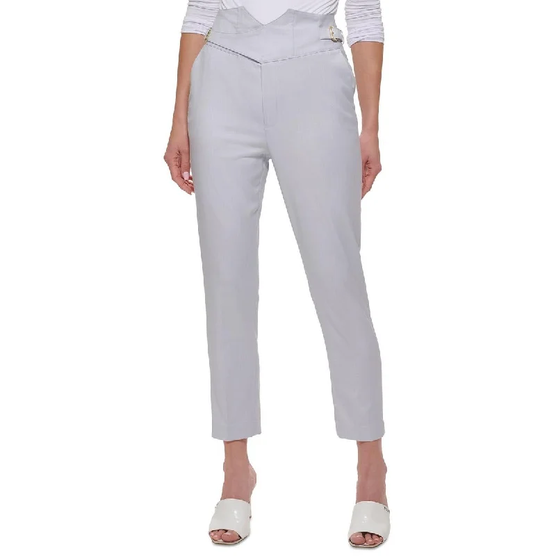 casual joggers for women -DKNY Womens High Rise Belted Trouser Pants