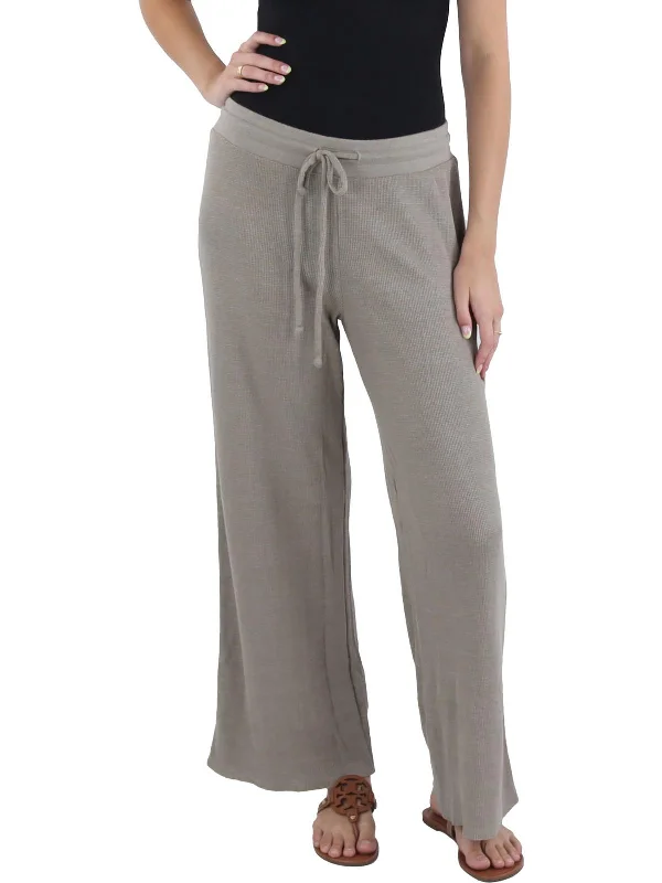 women's capri pants -Jaden Womens Waffle Thermal Straight Leg Pants