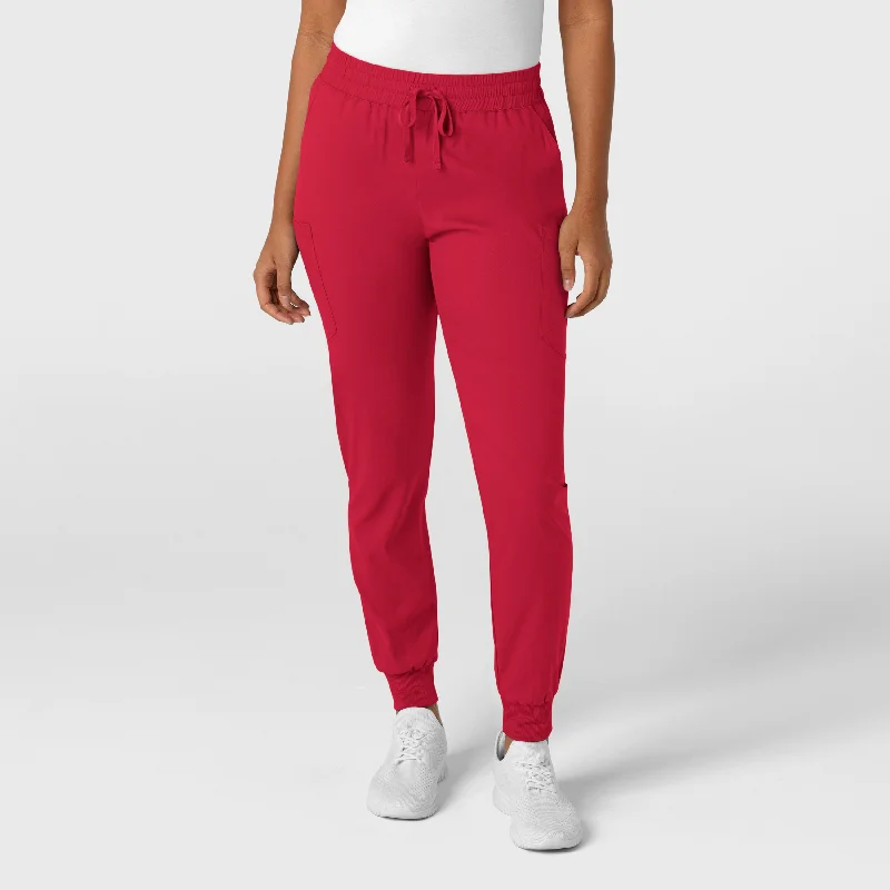 women's work trousers -Boundless Women's Jogger Scrub Pant - Red