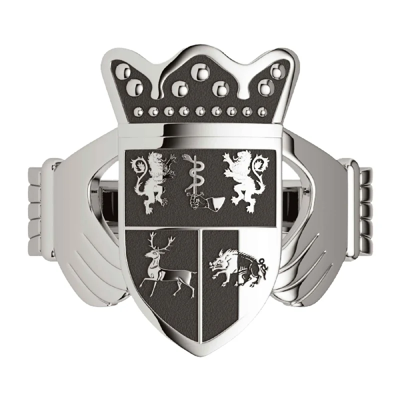 women's sporty jackets -Silver Oxidized Men's Coat Of Arms Ring