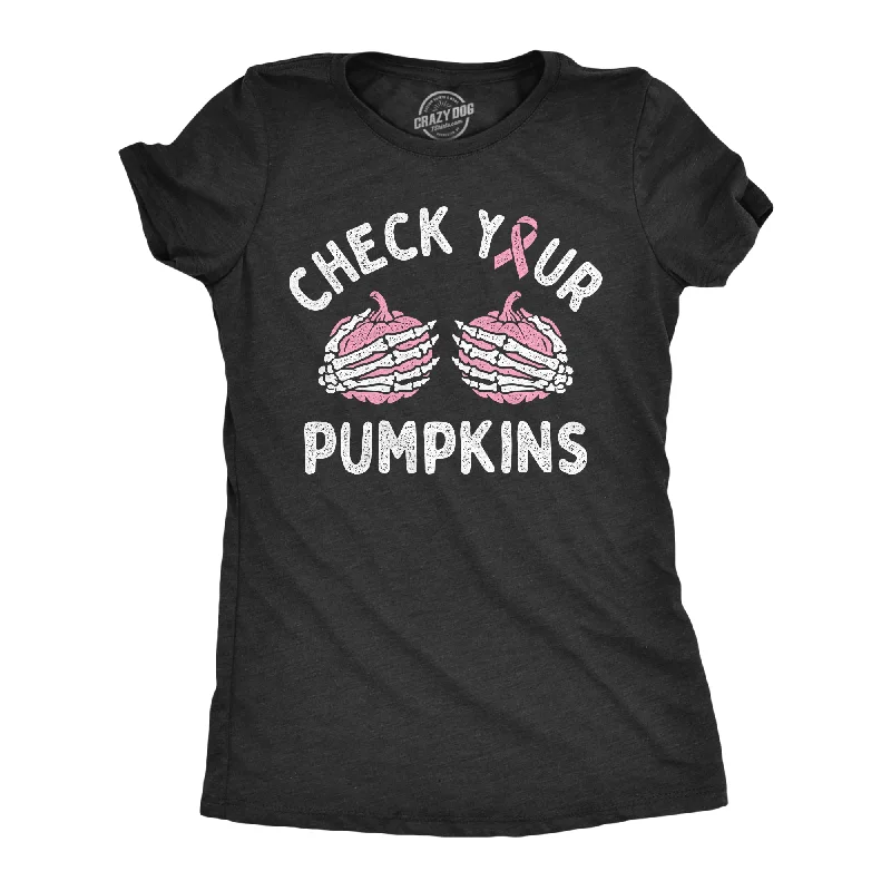 embroidered blouses for women -Check Your Pumpkins Women's T Shirt