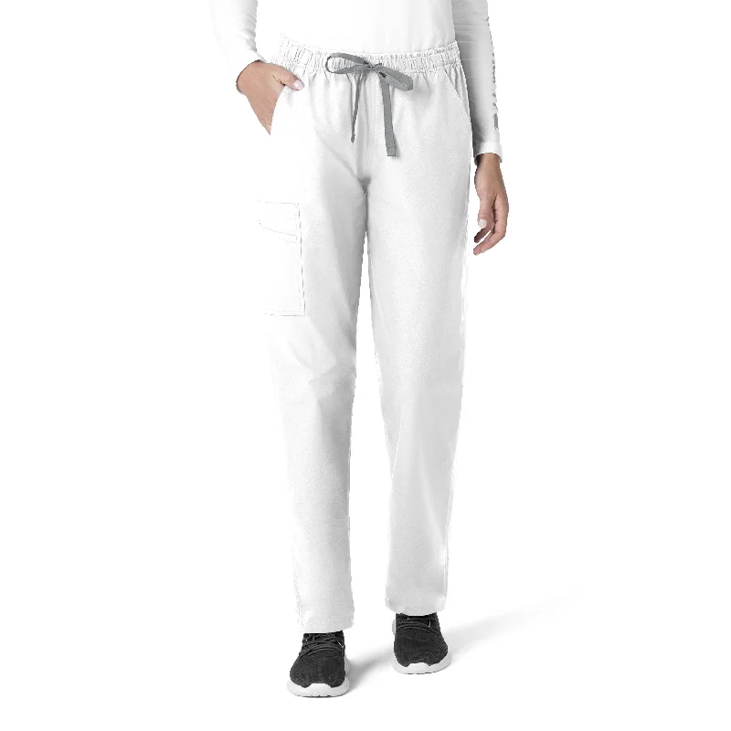 trendy bell-bottom pants for women -Carhartt Force Essentials Unisex Elastic Waist Cargo Scrub Pant - White