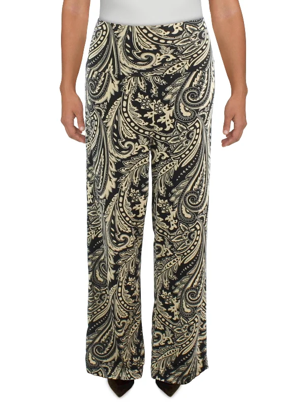 ladies' culottes -Plus Womens Baroque Jersey Wide Leg Pants