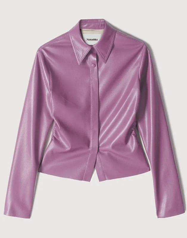 women’s urban-style coats -Super Pink Vegan Leather Shado Jacket