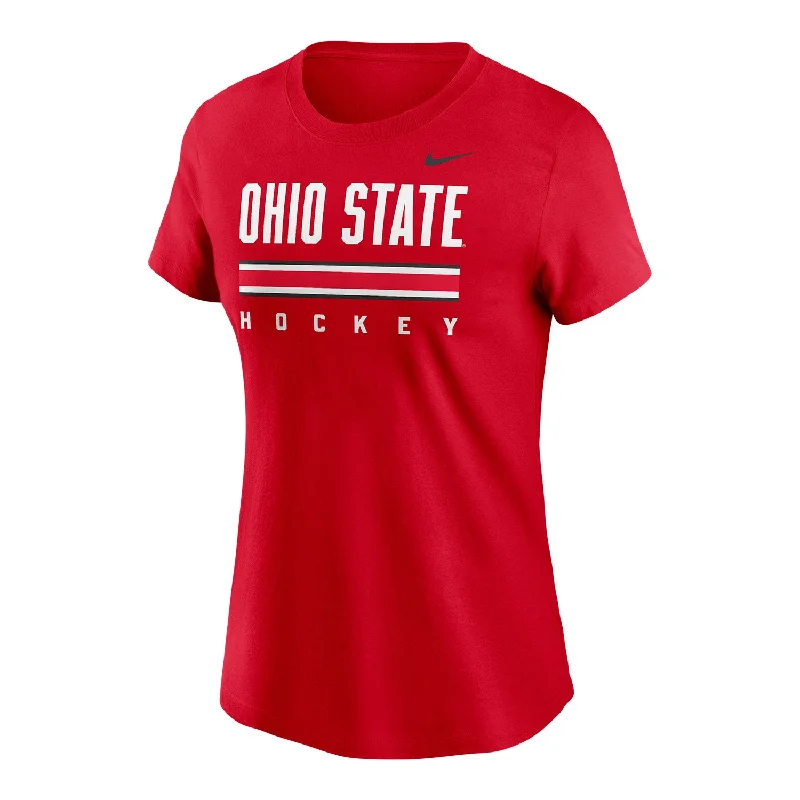 casual work blouses for women -Ladies Ohio State Buckeyes Cool Fan Hockey Scarlet T-Shirt