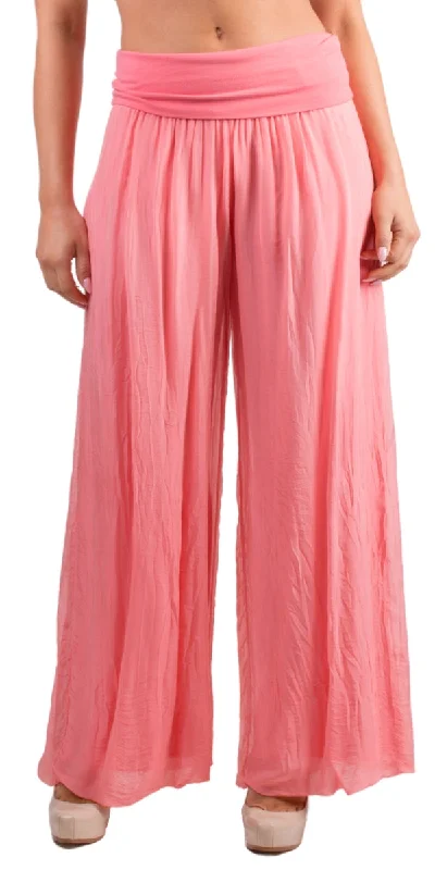 women's skinny jeans -Coral Silk Pant w/ Side Slit