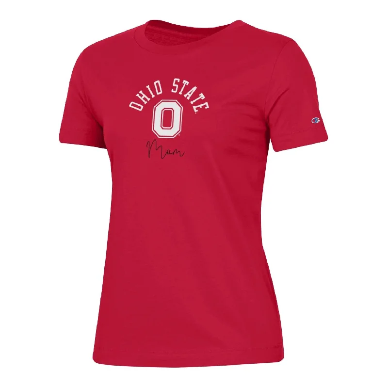 women's silk blouses -Ladies Ohio State Buckeyes Champion Mom Scarlet T-Shirt