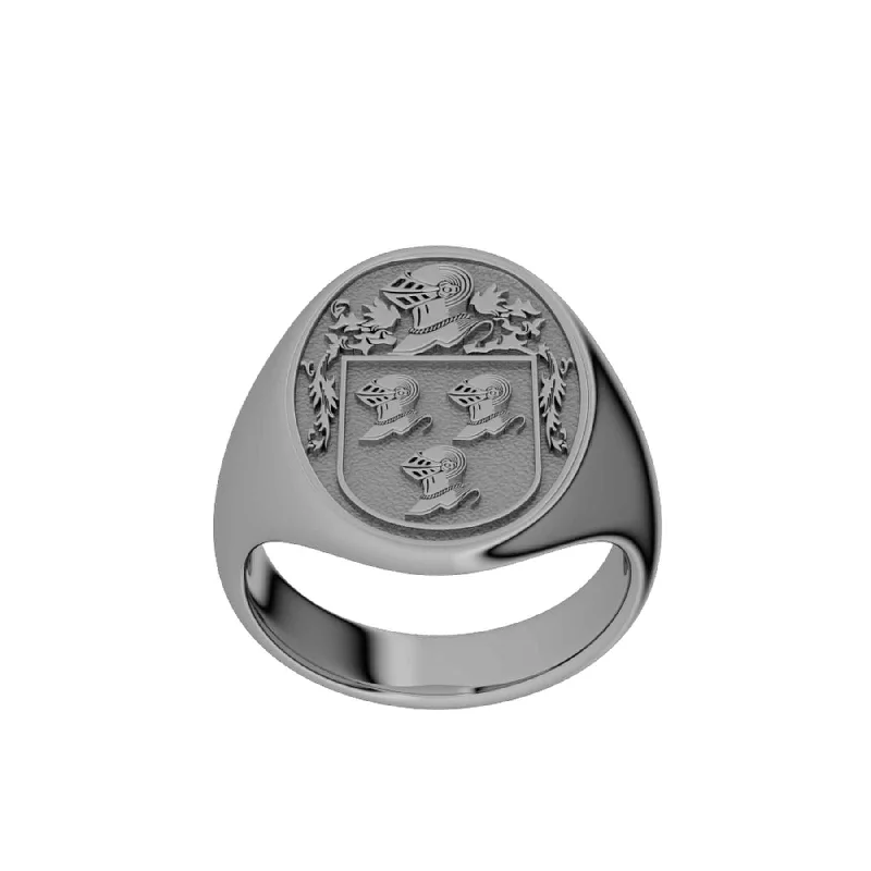 ladies' zip-up jackets -Silver Florentine Men's Oval Coat Of Arms Ring