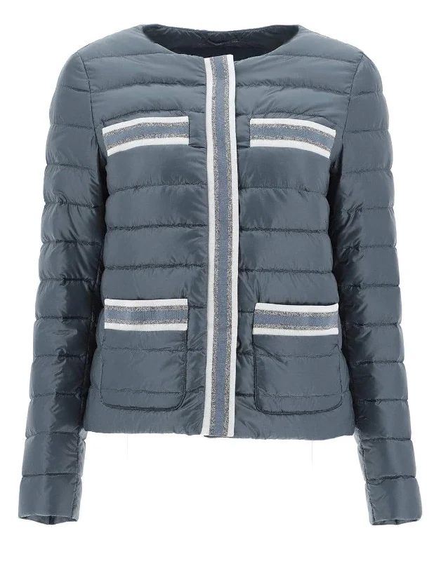 women's sporty jackets -Nylon Striped Jacket