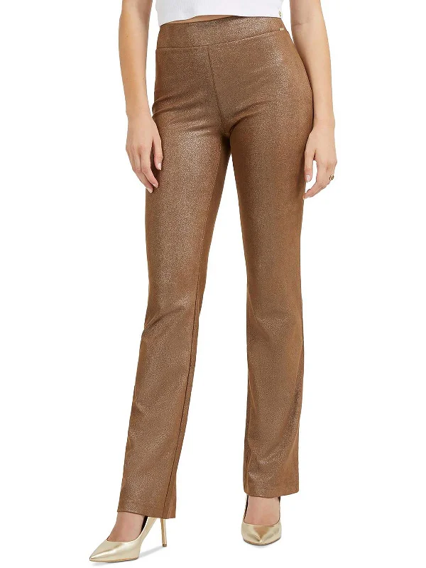 women's lounge pants -Prescilla Womens High Rise Shimmer Bootcut Pants