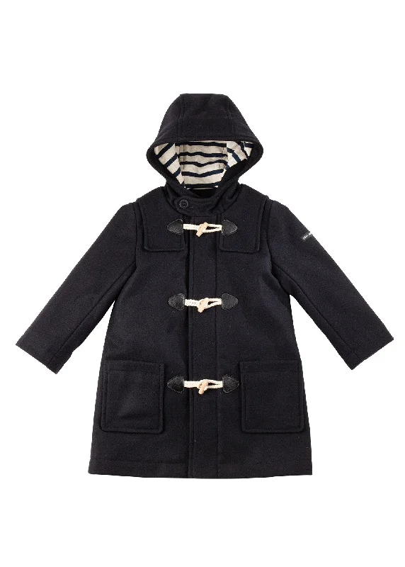 ladies' faux fur-lined coats -St Malo duffle-coat for children - in wool cloth (NAVY)