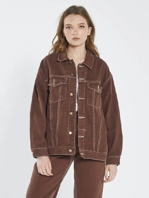 women's shearling jackets -Madi Jacket - Washed Cocoa