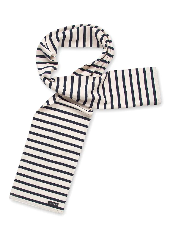 women’s elegant blazers -Eve striped scarf - in light cotton (ECRU/MARINE)