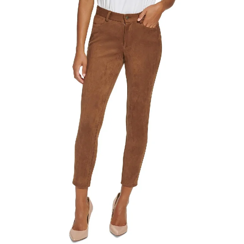 ladies' paperbag waist pants -Tommy Hilfiger Womens Faux Suede High Rise Ankle Pants