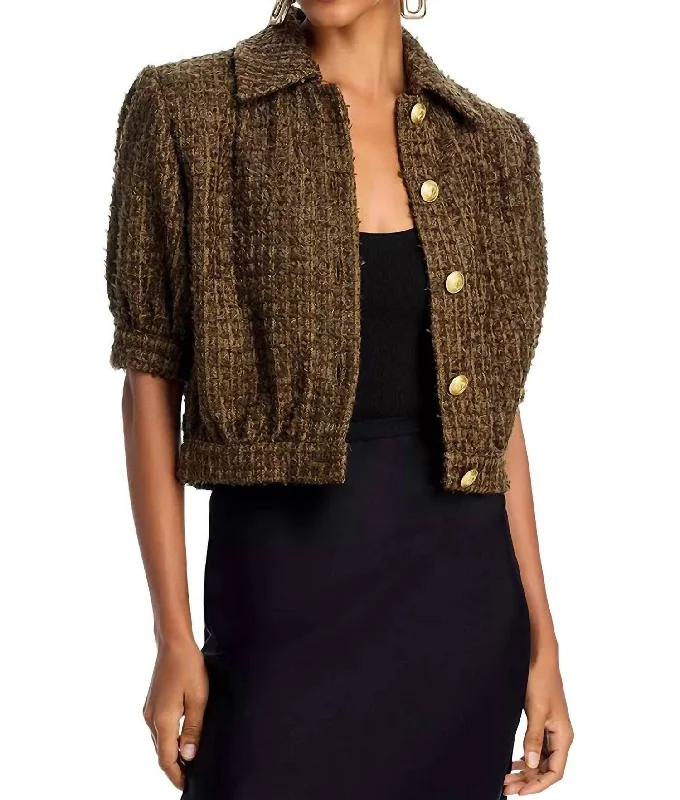 warm coats for women -Cove Cropped Tweed Jacket In Pine