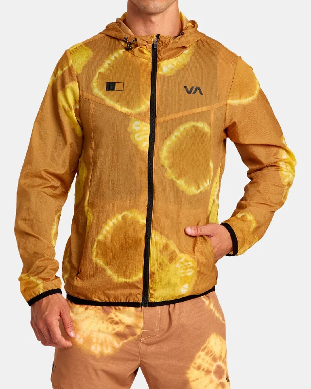 trendy leather jackets for women -RVCA Runner Lightweight Training Jacket - Gold Tie Dye