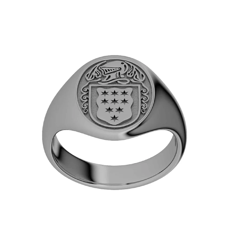 ladies' plaid blazers -Silver Florentine Ladies Oval Coat Of Arms Ring