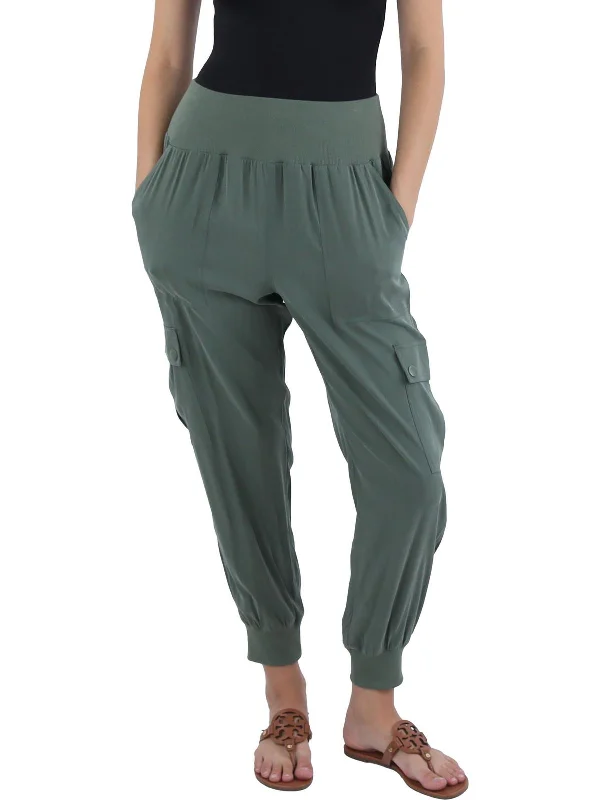 women's midi skirts -Yara Womens Cargo High Rise Jogger Pants