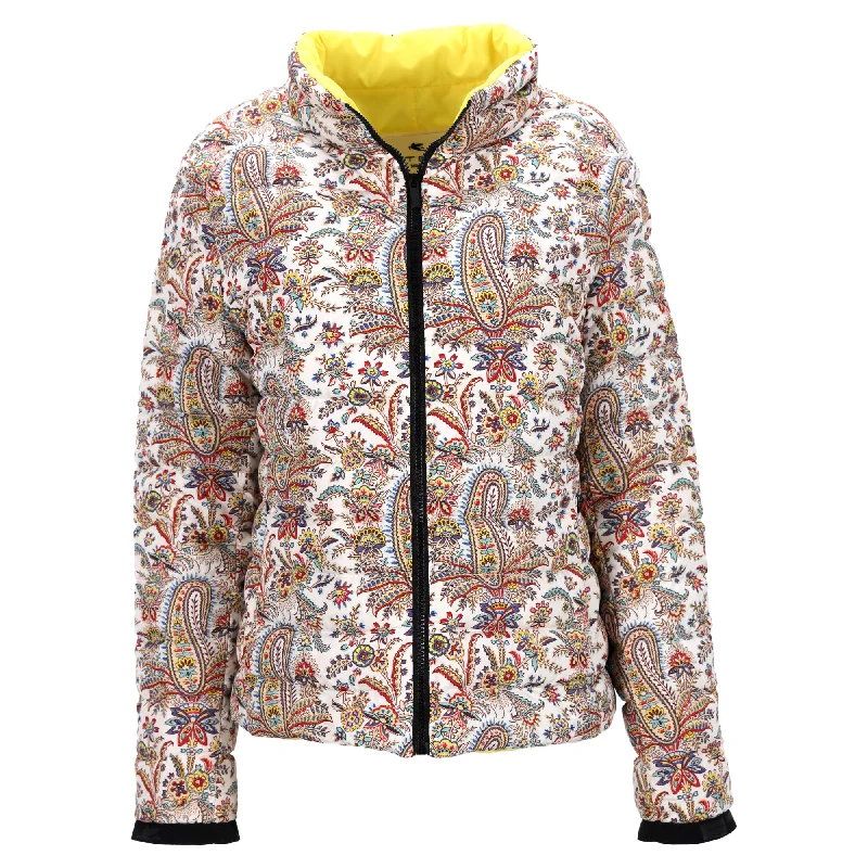 ladies' long puffers -Etro Paisley-Print Down Puffer Jacket in Multicolor Polyester