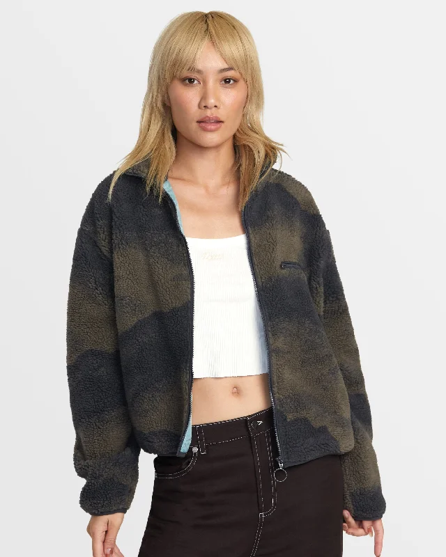 fashionable winter coats for women -Oh Hush Sherpa Jacket - Green Haze