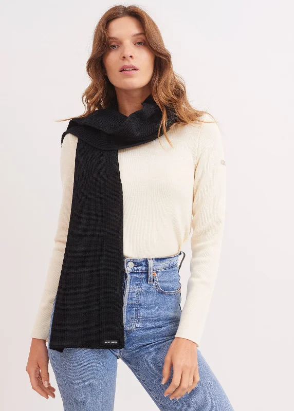 women's belted coats -Canoe scarf - in purl knit (NOIR)