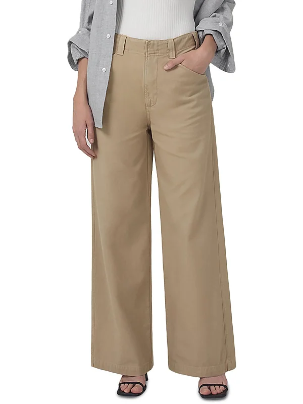 casual wide-leg pants for women -Paloma Womens High Rise Knit Wide Leg Pants