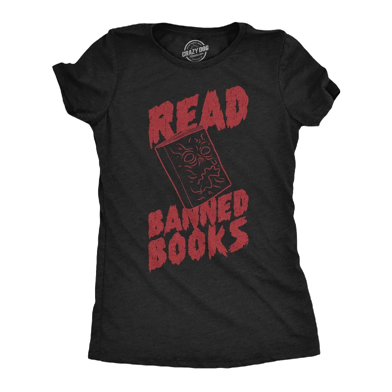 casual knit tops for women -Read Banned Books Women's T Shirt