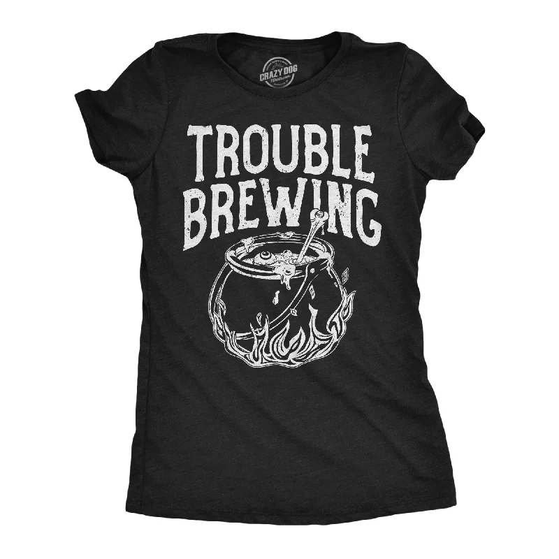 women's color block tops -Trouble Brewing Women's T Shirt