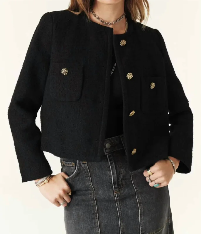 women's cropped jackets -Meredith Jacket In Black