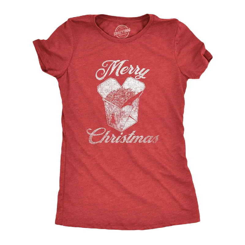 women's dolman sleeve tops -Merry Christmas Takeout Women's T Shirt