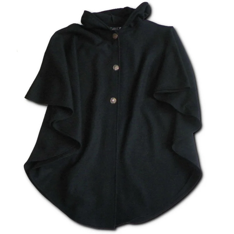 women's cropped blazers -Traditional Button Cape - Midnight Black