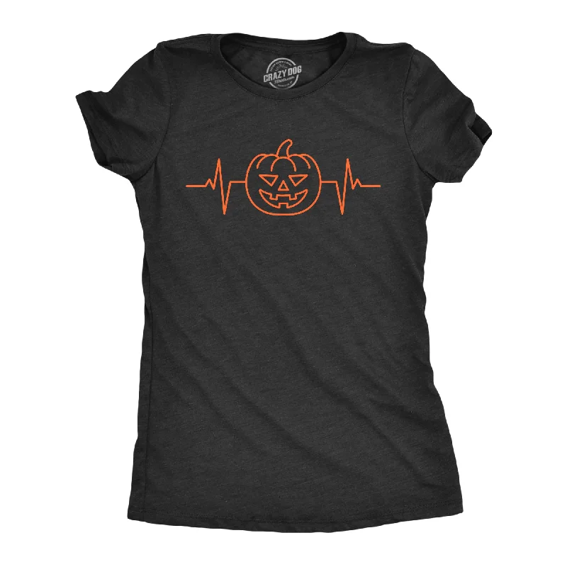 trendy sheer tops for women -Pumpkin Heart Beat Women's T Shirt