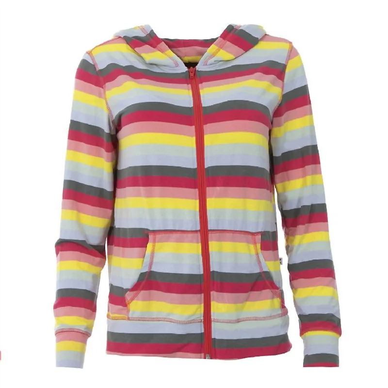 women's hooded jackets -Women's Lightweight Zip-Front Hooded Jacket In Biology Stripe