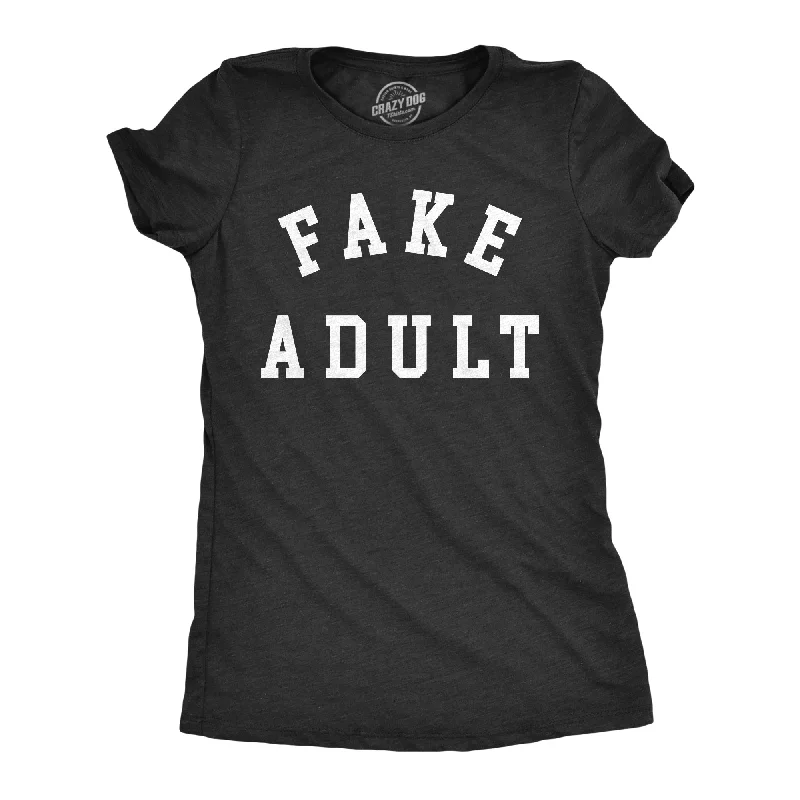 women's ribbed knit tops -Fake Adult Women's T Shirt