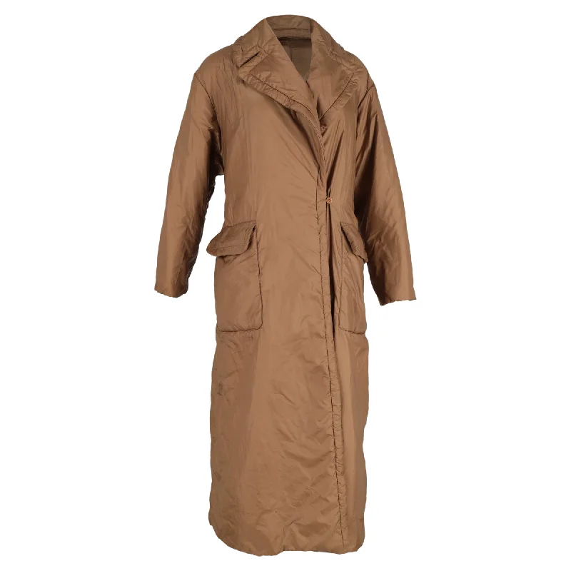 ladies' trench coats -Max Mara Cube Greendi Coat with Pockets in Brown Polyamide