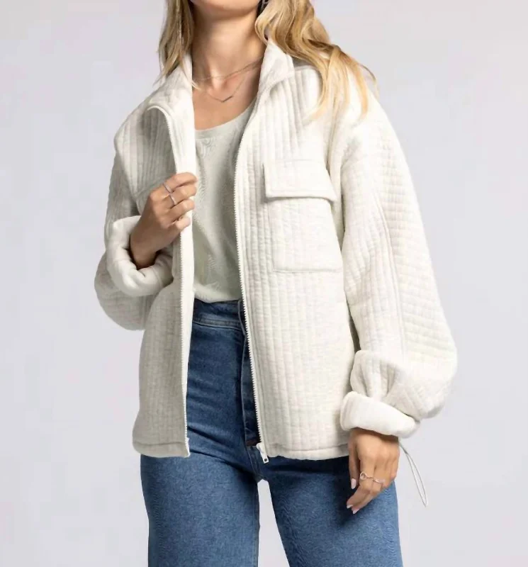 women's quilted jackets -Zia Jacket In Ivory Heather