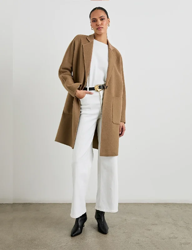 ladies' double-breasted wool coats -Everest Coat, Camel