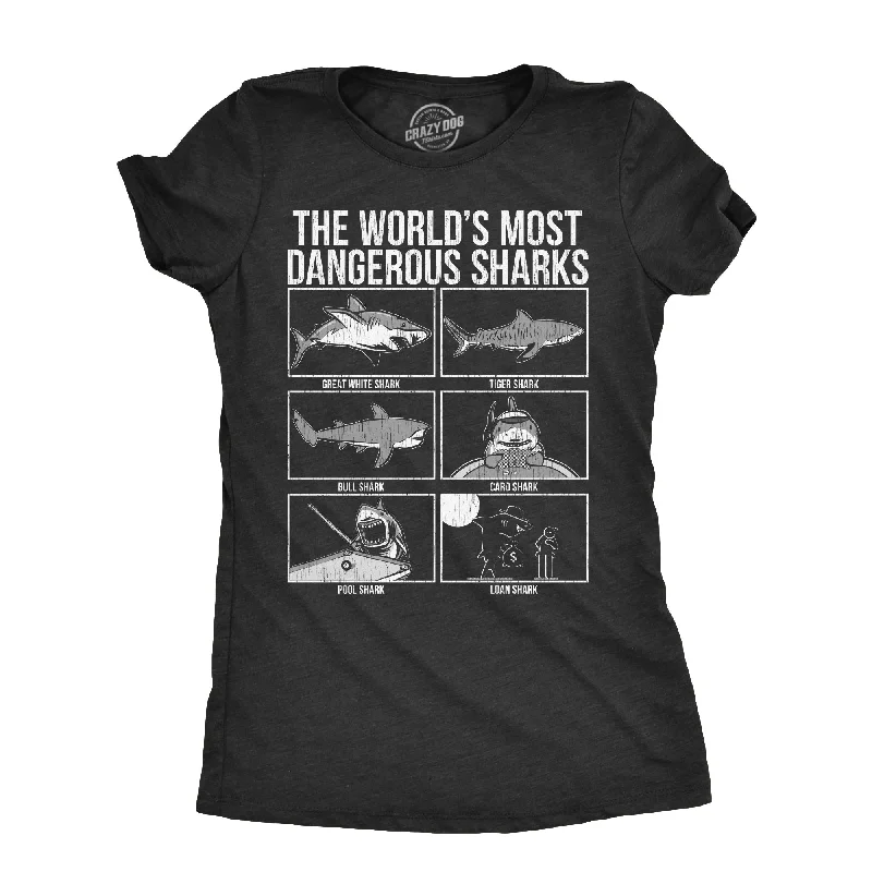 women's contrast trim tops -The Worlds Most Dangerous Sharks Women's T Shirt