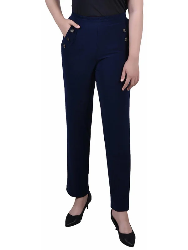 ladies' relaxed-fit jeans -Petites Womens High Waist Work Wear Trouser Pants