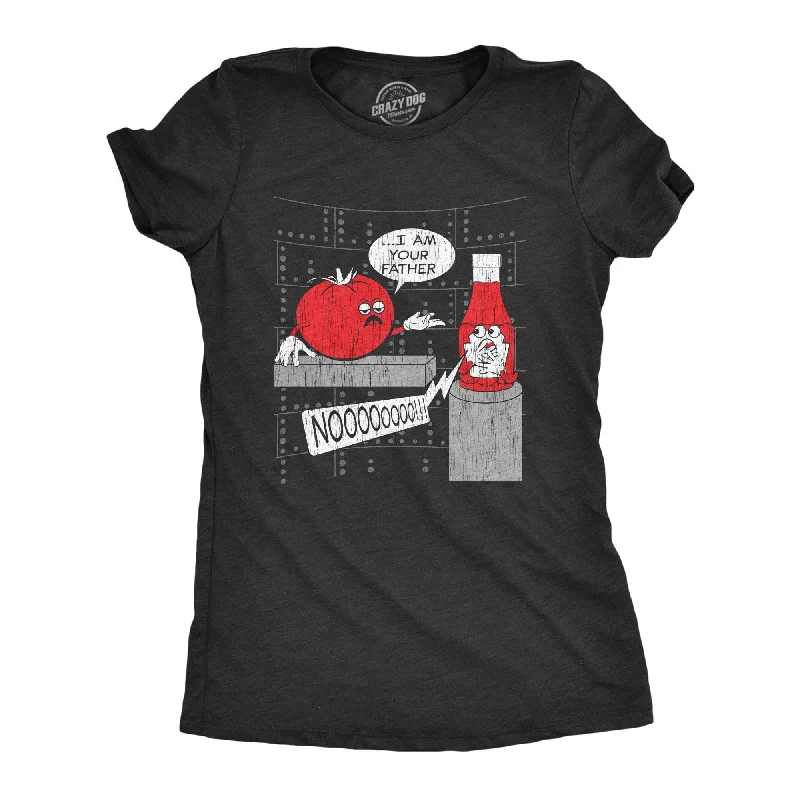 chic monochrome tops for women -I Am Your Father Ketchup Women's T Shirt