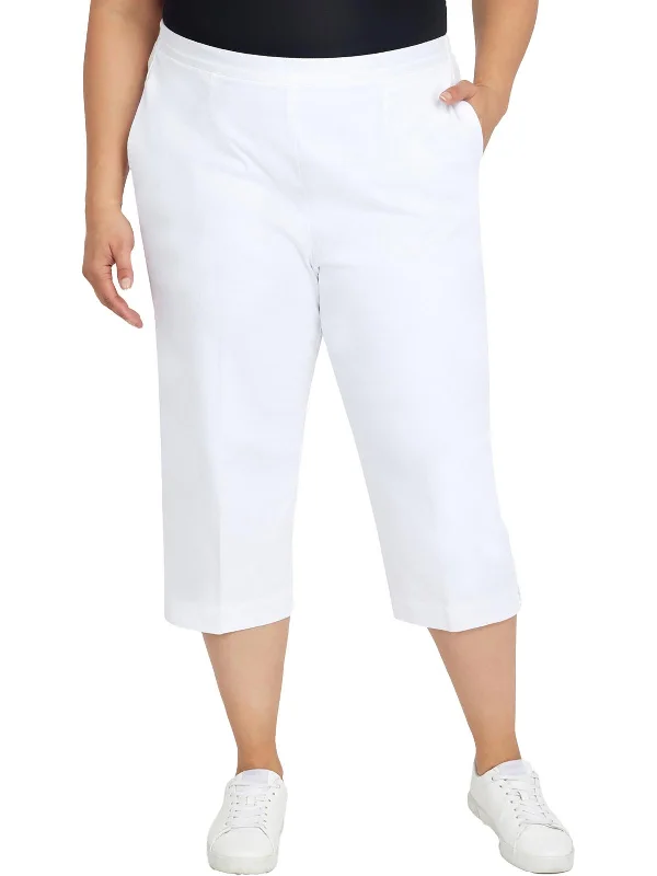 women's jogger pants -Plus Womens Relaxed High Rise Carpi Pants