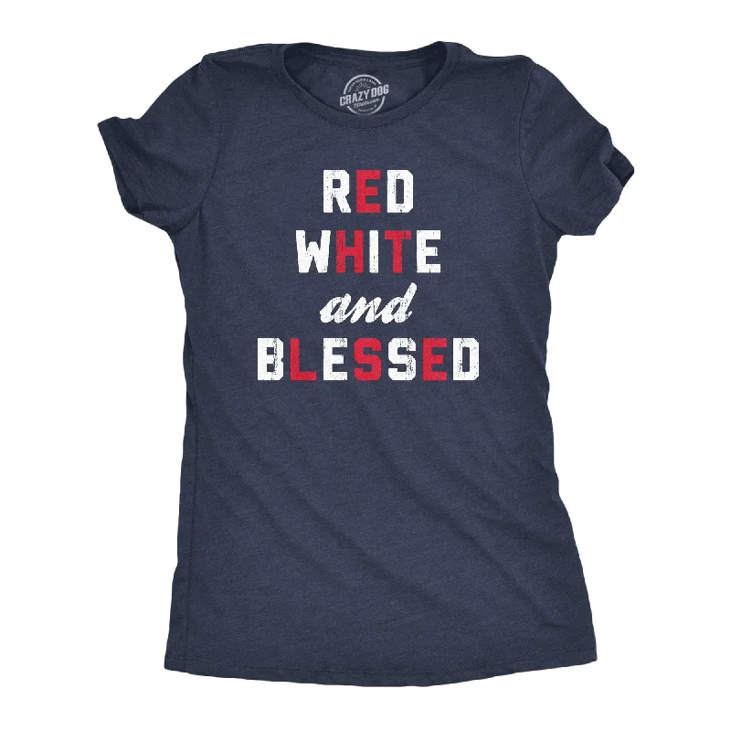 women's cotton t-shirts -Red White And Blessed Women's T Shirt